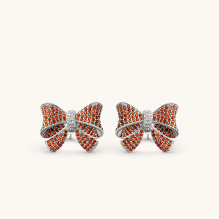 Amora Sparkling Garnet Bow Earring