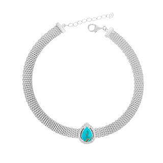 Turquoise Mesh Bracelet, Pear-Cut
