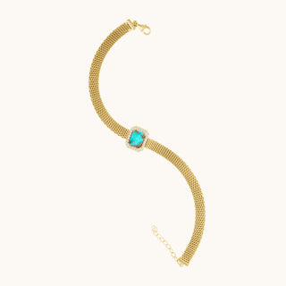 Turquoise Mesh Bracelet, Emerald-Cut