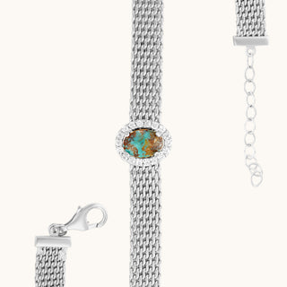 Turquoise Mesh Bracelet, Oval-Cut