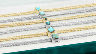 Turquoise Mesh Bracelet, Emerald-Cut