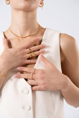 Garnet Domed Gold Ring - Gold Vermeil Rings - Womuse | Fine Jewelry