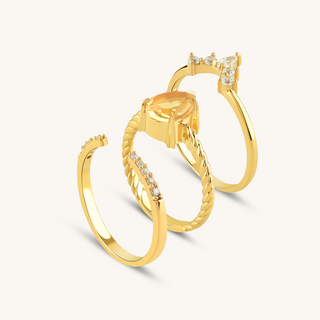 Intrecciata Citrine Trio Stackable Ring Set