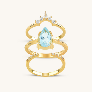 Intrecciata Natural Topaz Trio Stackable Ring Set
