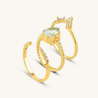 Intrecciata Natural Topaz Trio Stackable Ring Set
