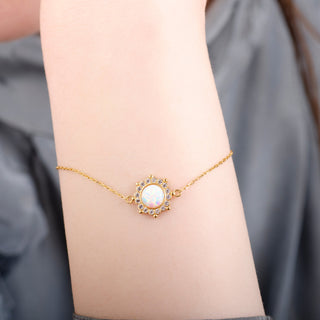 Sun White Opal 24K Gold Bracelet - Gold Vermeil Bracelet & Anklet - Womuse | Fine Jewelry