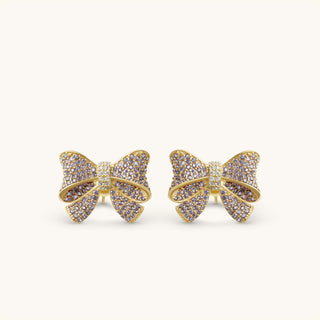 Amora Sparkling Purple Bow Earring
