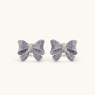 Amora Sparkling Purple Bow Earring