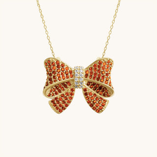 Amora Sparkling Garnet Bow Necklace