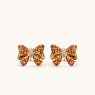 Amora Sparkling Garnet Bow Earring