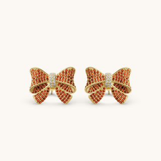 Amora Sparkling Garnet Bow Earring