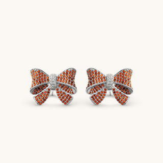 Amora Sparkling Garnet Bow Earring