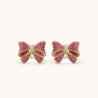 Amora Sparkling Ruby Bow Earring