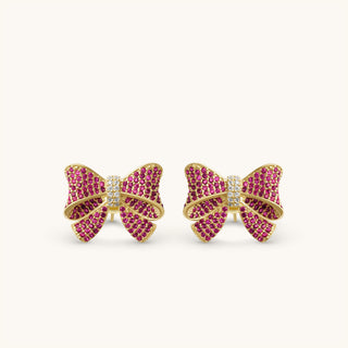 Amora Sparkling Ruby Bow Earring