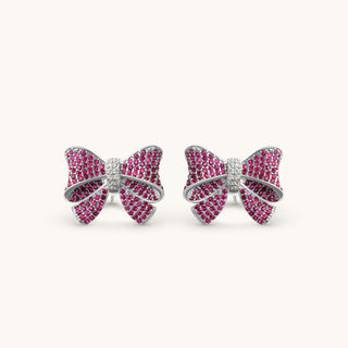 Amora Sparkling Ruby Bow Earring