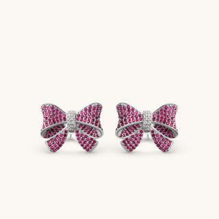 Amora Sparkling Ruby Bow Earring