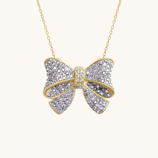 Amora Sparkling Lavender Bow Necklace