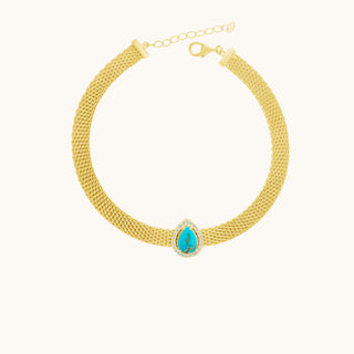 Turquoise Mesh Bracelet, Pear-Cut