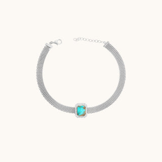Turquoise Mesh Bracelet, Emerald-Cut