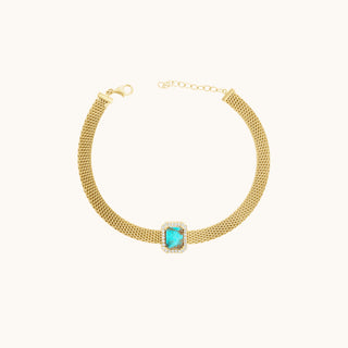 Turquoise Mesh Bracelet, Emerald-Cut