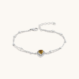 Bracelet in sterling silver with champagne yellow Diaspore, front view