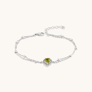 Bracelet in sterling silver with kiwi green Diaspore, front view
