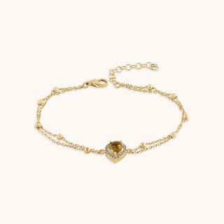 Bracelet in gold-plated sterling silver with champagne yellow Diaspore, front view
