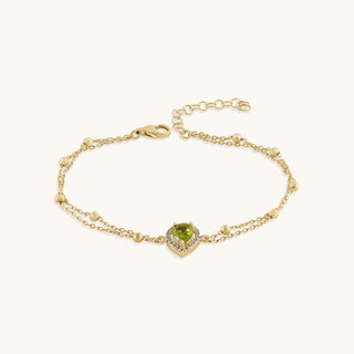 Bracelet in gold-plated sterling silver with kiwi green Diaspore, front view