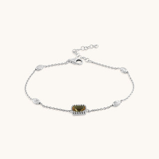 Bracelet in sterling silver with champagne yellow Diaspore, front view