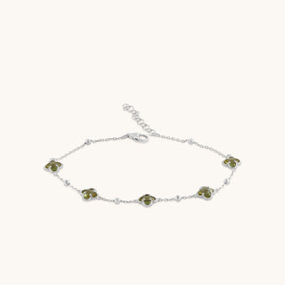 Bracelet in sterling silver with kiwi green Diaspore, front view