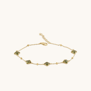 Bracelet in gold-plated sterling silver with kiwi green Diaspore, front view