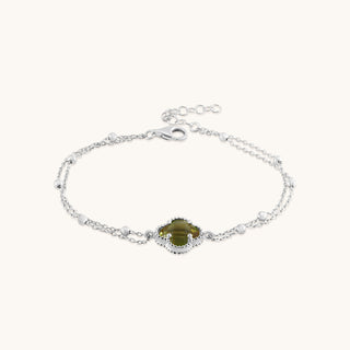 Bracelet in sterling silver with kiwi green Diaspore, front view