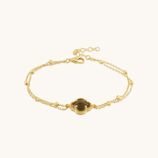 Bracelet in gold-plated sterling silver with champagne yellow Diaspore, front view