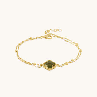 Bracelet in gold-plated sterling silver with kiwi green Diaspore, front view