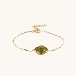 Bracelet in gold-plated sterling silver with kiwi green Diaspore, front view