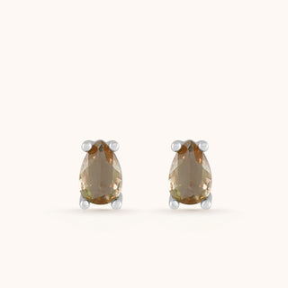 Earring in sterling silver with champagne yellow Diaspore, front view