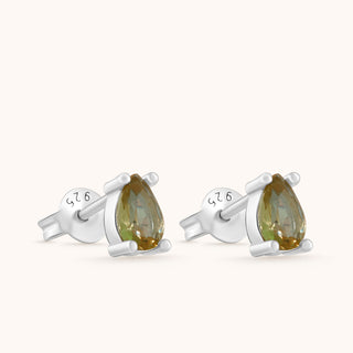 Earring in sterling silver with champagne yellow Diaspore, side view