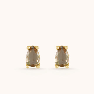 Earring in gold-plated sterling silver with champagne yellow Diaspore, front view