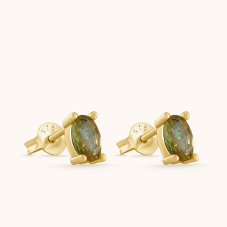 Earring in gold-plated sterling silver with champagne yellow Diaspore, side view