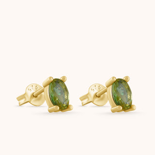 Earring in gold-plated sterling silver with kiwi green Diaspore, side view