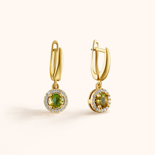 Earring in gold-plated sterling silver with champagne yellow Diaspore, front view