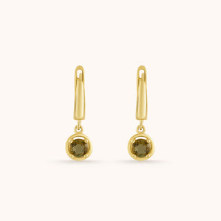 Earring in gold-plated sterling silver with champagne yellow Diaspore, side view
