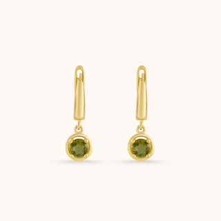 Earring in gold-plated sterling silver with kiwi green Diaspore, side view