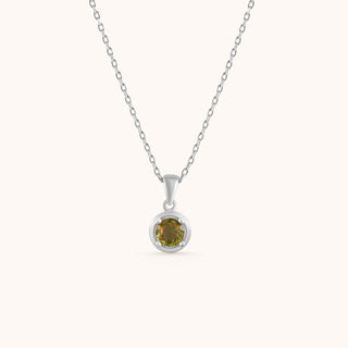 Necklace in sterling silver with champagne yellow Diaspore, front view