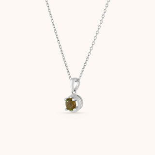 Necklace in sterling silver with champagne yellow Diaspore, side view