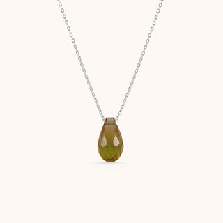 Necklace in sterling silver with champagne yellow Diaspore, front view