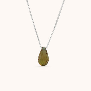 Necklace in sterling silver with champagne yellow Diaspore, side view