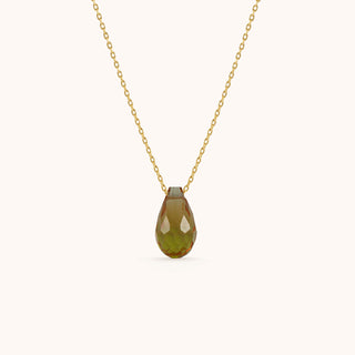 Necklace in gold-plated sterling silver with champagne yellow Diaspore, front view