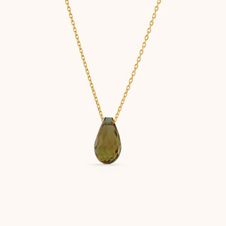 Necklace in gold-plated sterling silver with champagne yellow Diaspore, side view