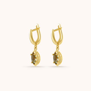 Earring in gold-plated sterling silver with champagne yellow Diaspore, side view